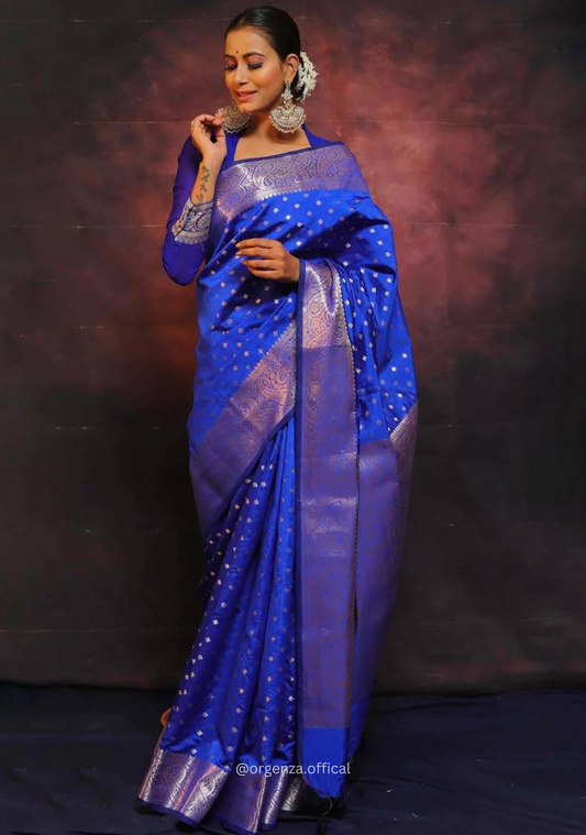 Lichi Silk Saree With Jacquard Zari Work