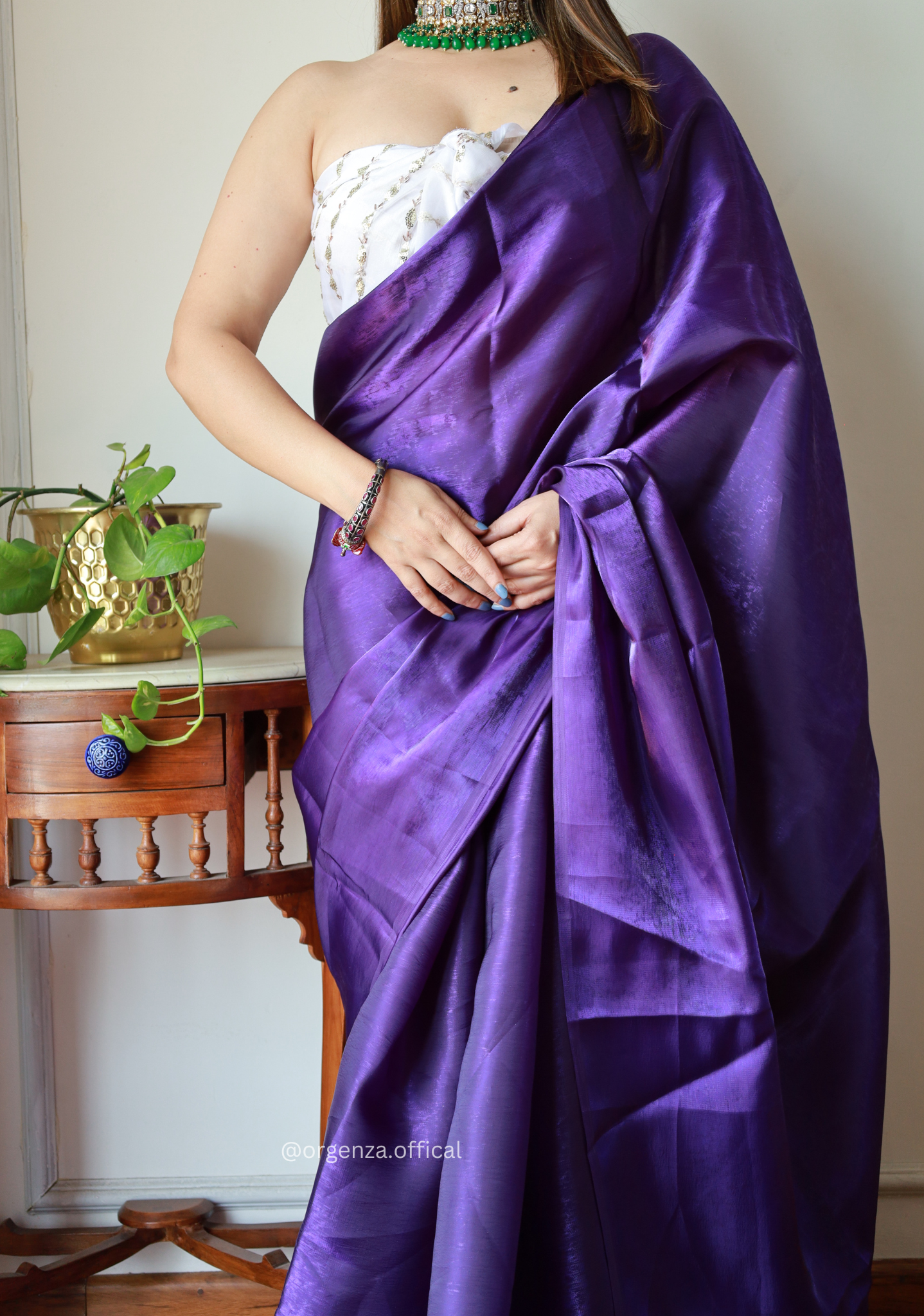 Plain Purple Colour Jimmy Choo Saree - Orgenza Store
