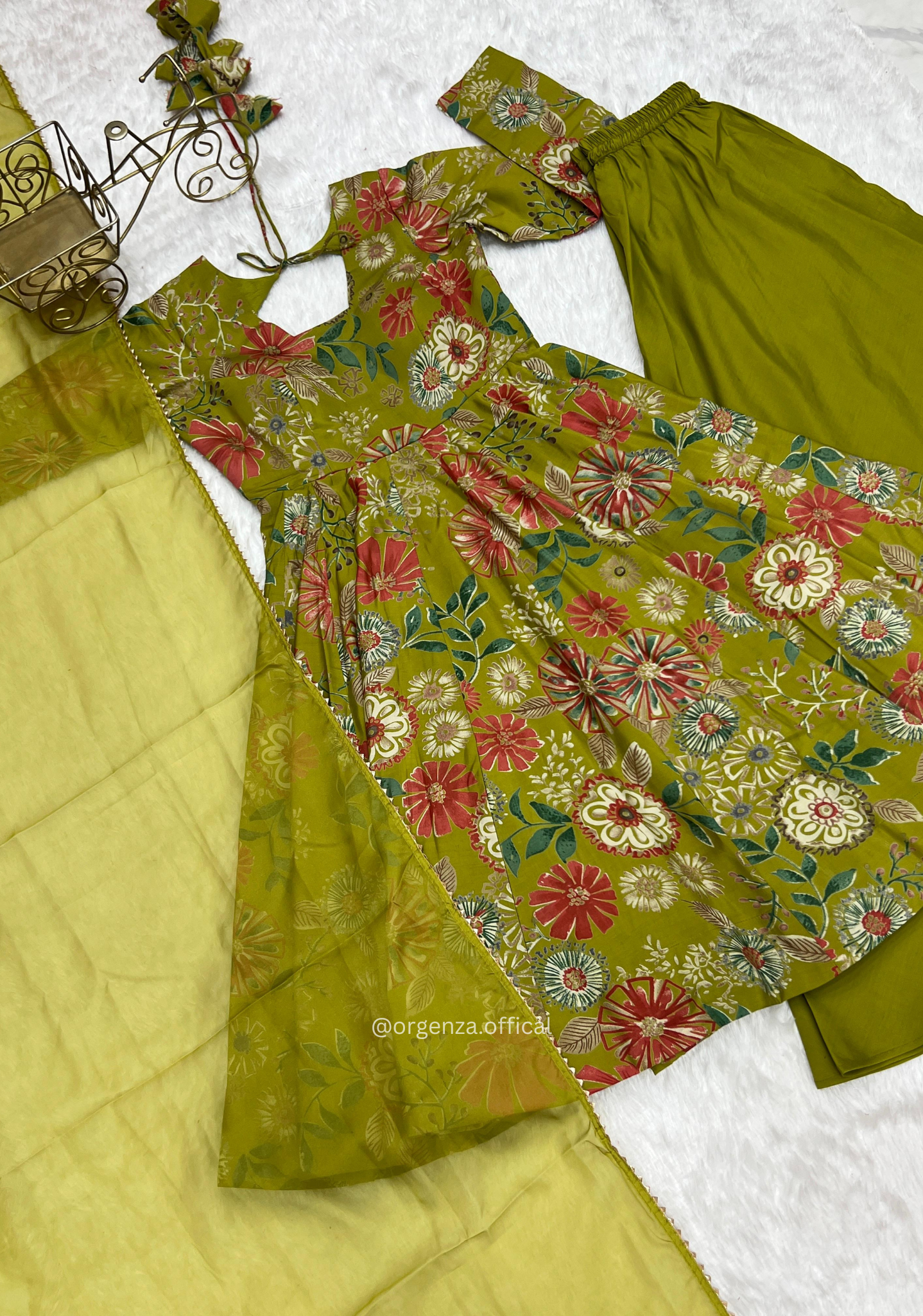 Roman Silk Chanderi Fabric Kediya Kurta With Palazzo Set - Orgenza Store