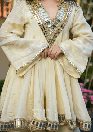 Real Mirror Work Jari Silk Sharara Suit Ready to Wear Premium Set - Orgenza Store - digisoch