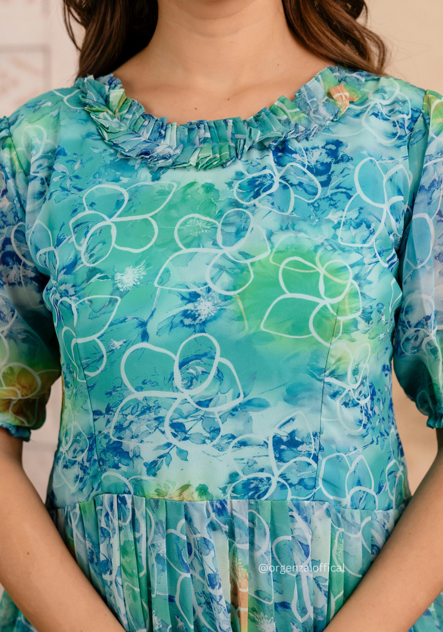 Sky Colour Georgette Digital Print Maxi - Orgenza Store