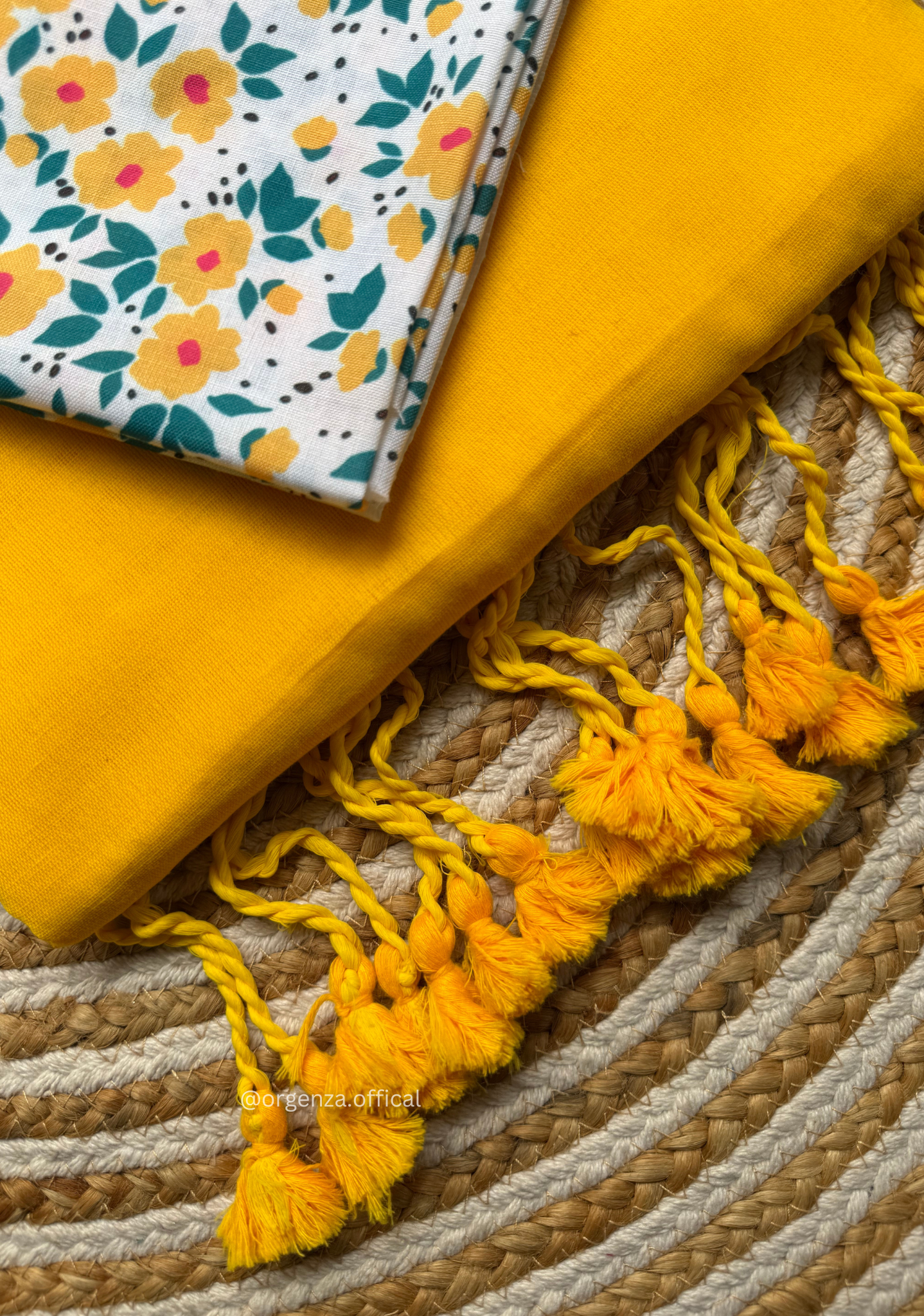 Yellow Colour Cotton Saree With Flower Print Blouse