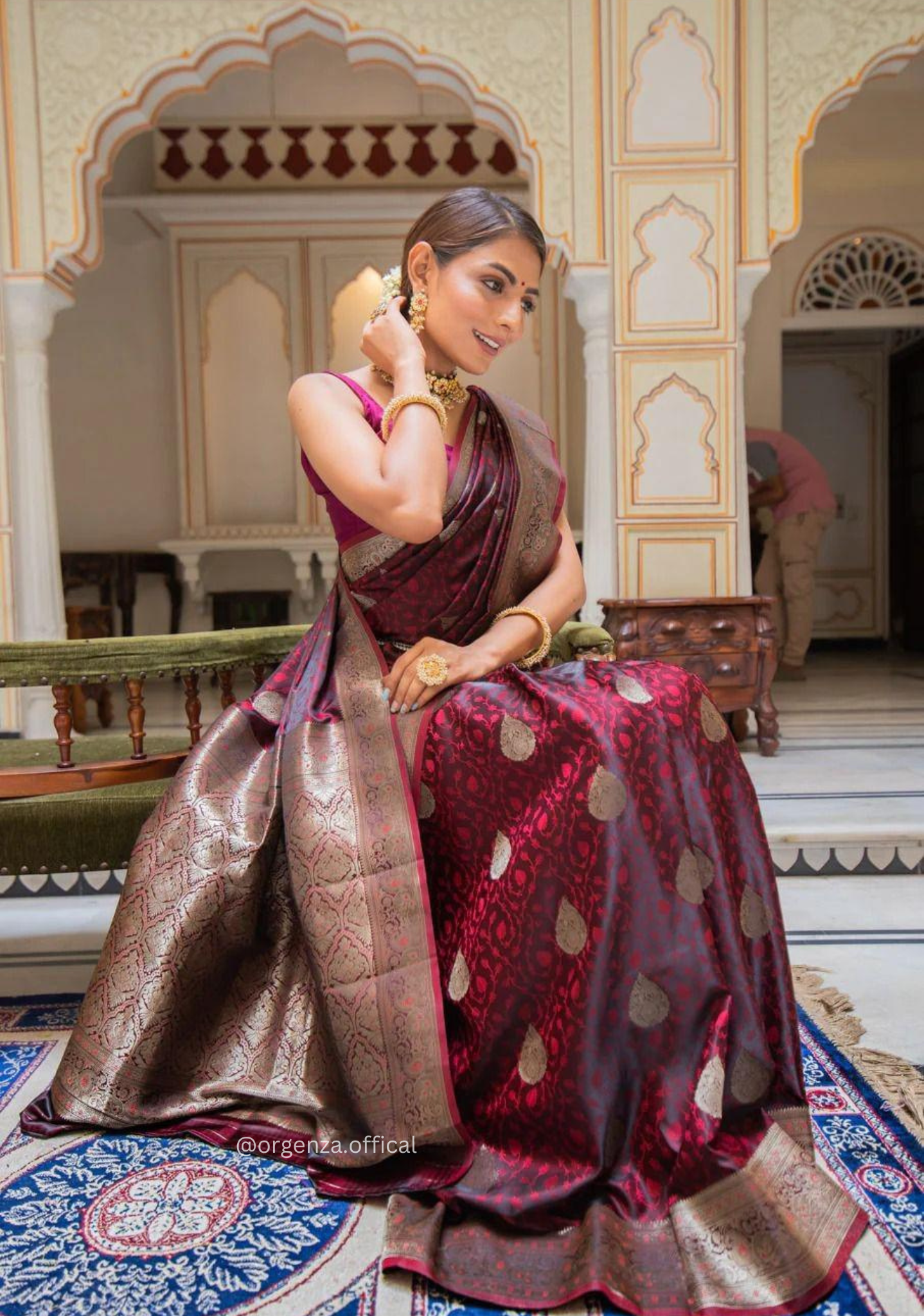 Maroon Colour Lichi Silk Saree With Jacquard Zari Work