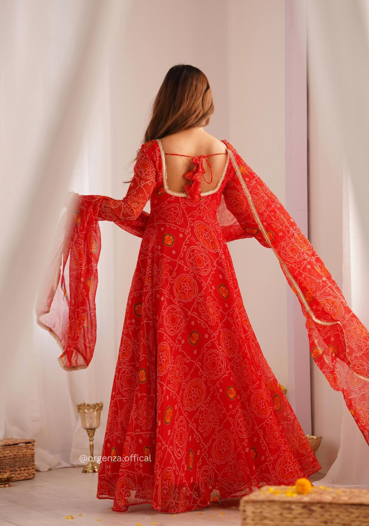 Pure Chiffon Bandhej Gown - Orgenza Store