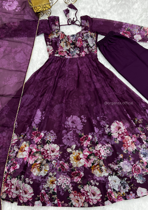 Floral Organza Silk Anarkali Kurtis - Orgenza Store