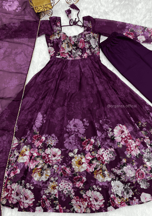 Floral Organza Silk Anarkali Kurtis - Orgenza Store - digisoch