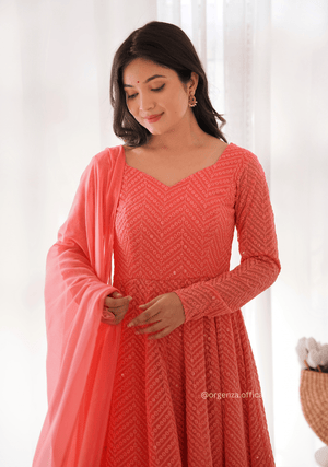 Georgette Silk Lukhnowi Sequence Work Anarkali - Orgenza Store - digisoch