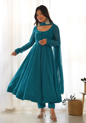 Georgette Silk Laheriya Print Anarkali - Orgenza Store