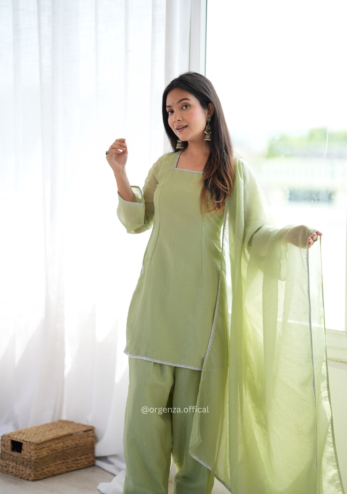 Pista Crunchy Silk Farshi Salwar Suit with Swarovski Work