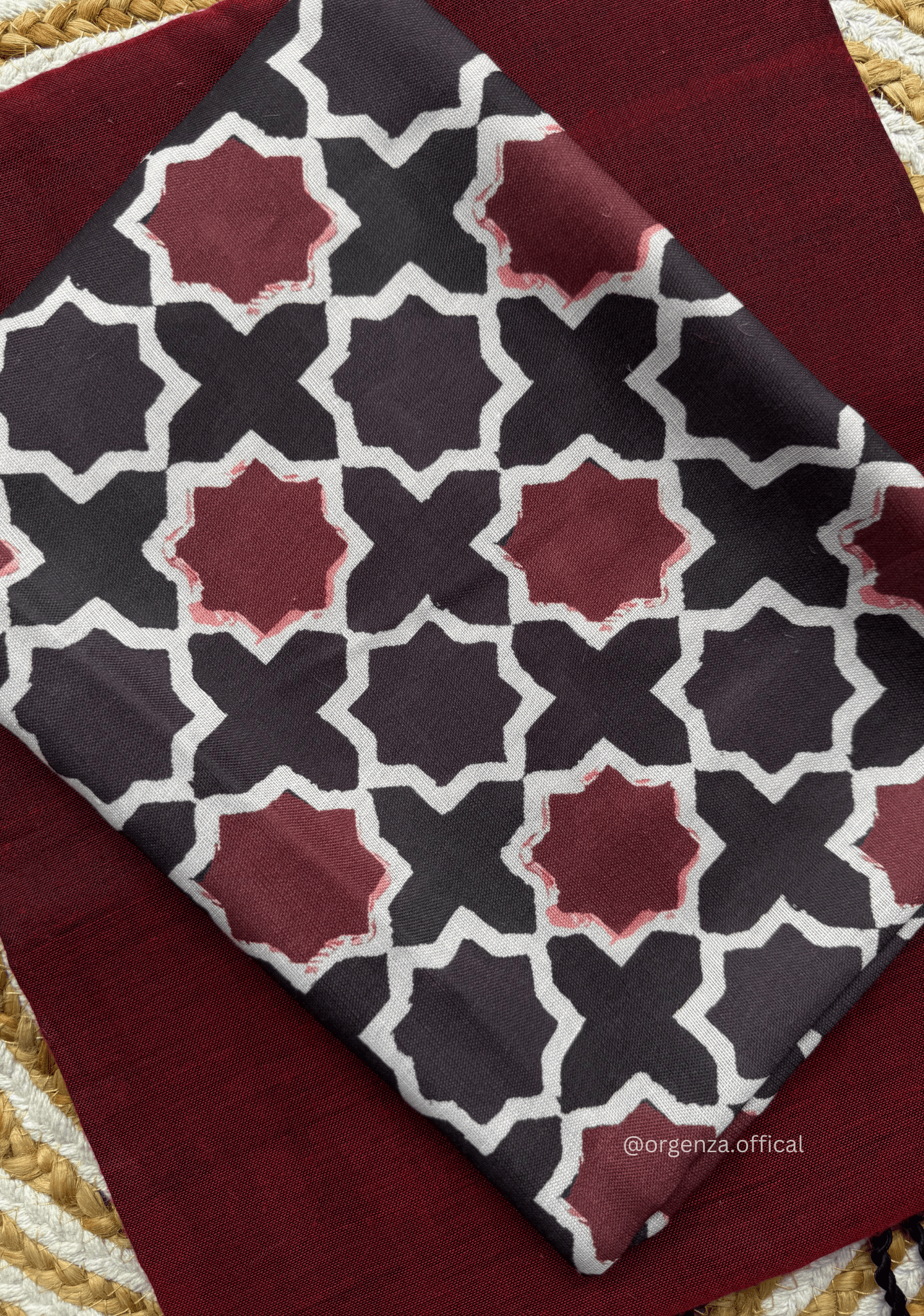 Maroon Colour Cotton Saree With Block Print Blouse - Orgenza Store - digisoch