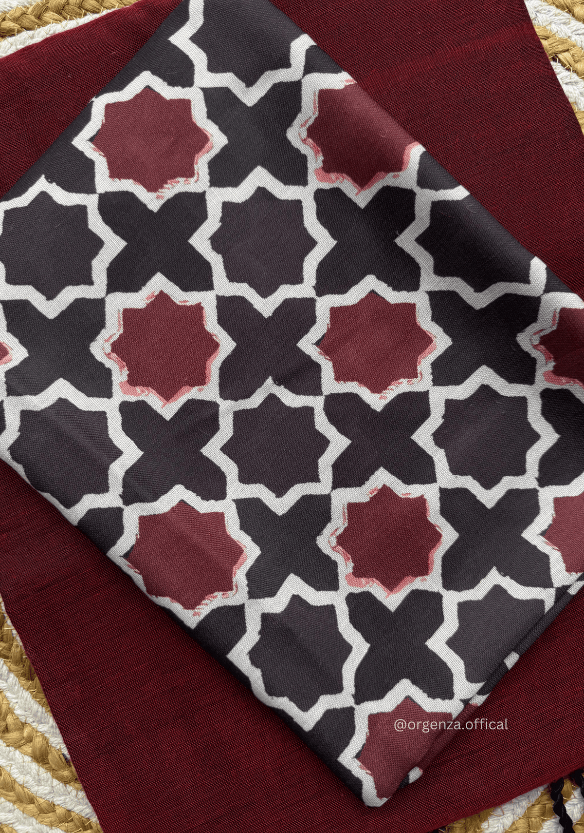 Maroon Colour Cotton Saree With Block Print Blouse - Orgenza Store - digisoch