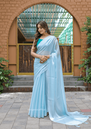 Plain Sky Colour Jimmy Choo Saree - Orgenza Store - digisoch