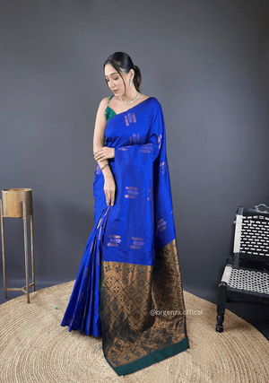 Blue Colour Silk Saree With Zari Weaving - Orgenza Store