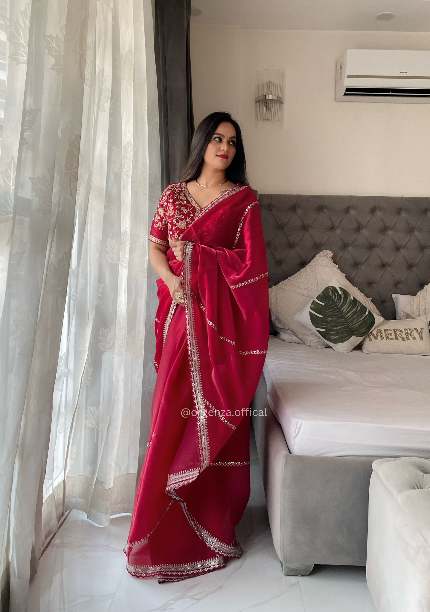 Soft jimmy Choo Silk Saree With Readymade Blouse - Orgenza Store