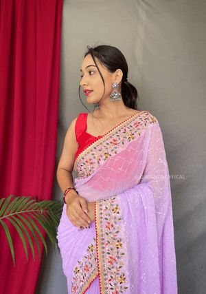 Purple Colour Georgette Silk Saree - Orgenza Store