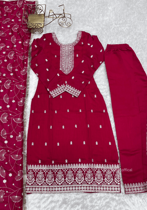 Rangoli Fabric Straight Fit Kurta With Dupatta Set - Orgenza Store