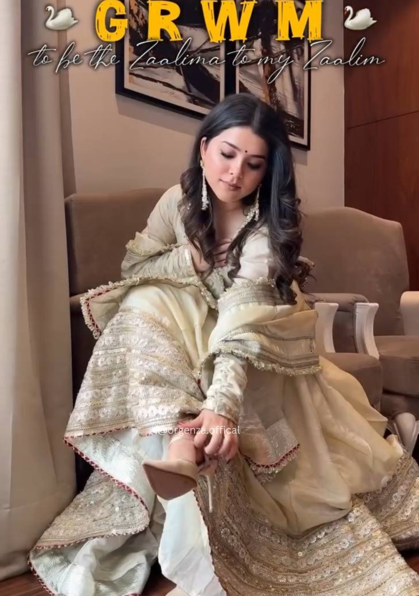 Designer Chinon Silk Embroidery Gown Set with Dupatta & Pant