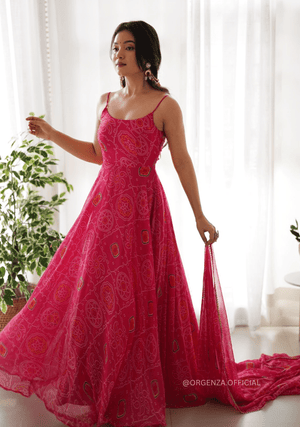 Pure Chiffon Bandhani Gown - Orgenza Store - digisoch