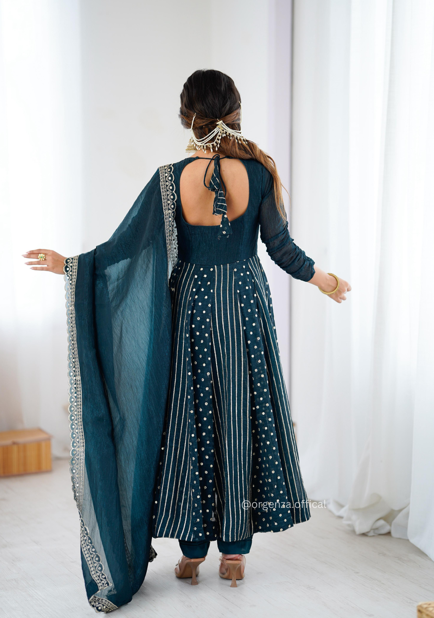 Morpitch Colour Crunchy Silk Anarkali Kurti