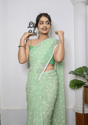 Pista Green Georgette Saree With Print - Orgenza Store - digisoch