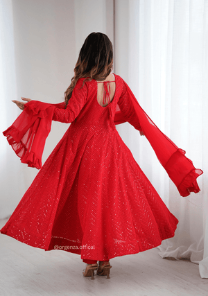 Pure Lukhnowi Sequence Work Anarkali - Orgenza Store - digisoch