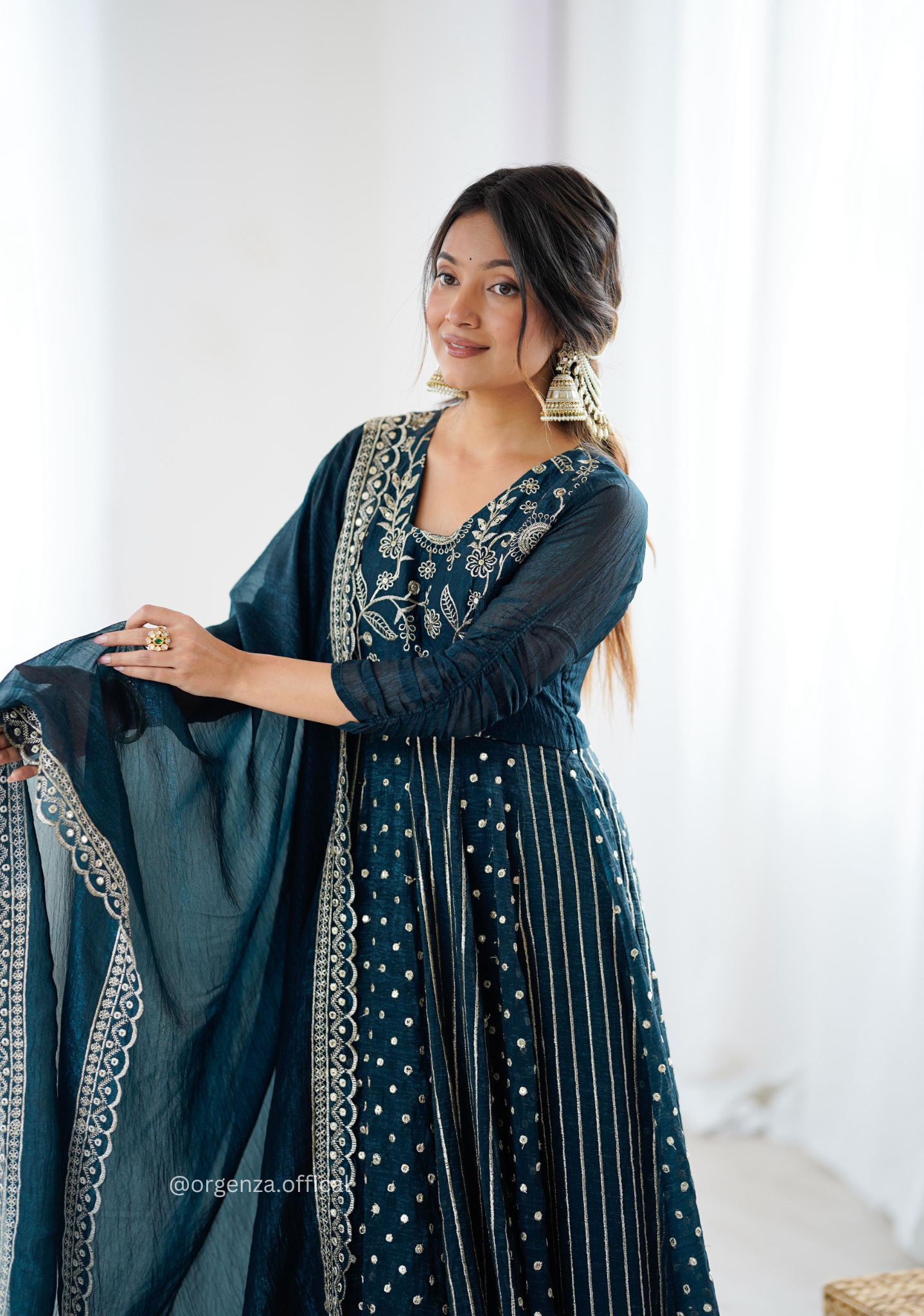 Morpitch Colour Crunchy Silk Anarkali Kurti