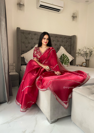 Soft jimmy Choo Silk Saree With Readymade Blouse - Orgenza Store