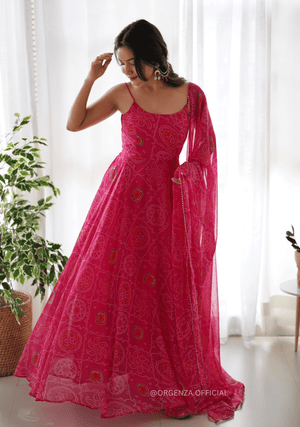 Pure Chiffon Bandhani Gown - Orgenza Store - digisoch