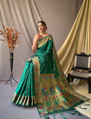 Paithani Silk Saree With Meenakari Zari - Orgenza Store