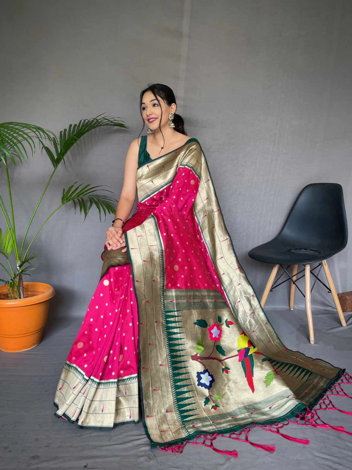 Rani Pink Paithani Silk Saree - Orgenza Store