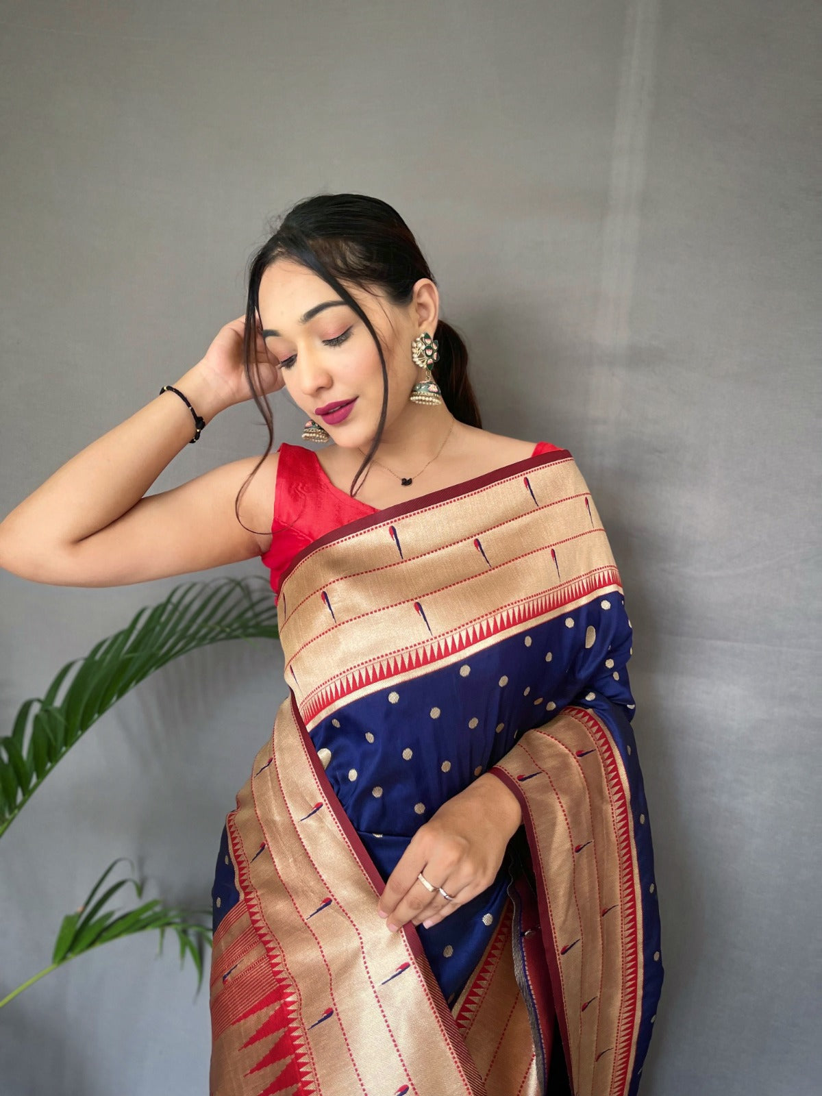 Navi Blue Colour Paithani Silk Saree - Orgenza Store