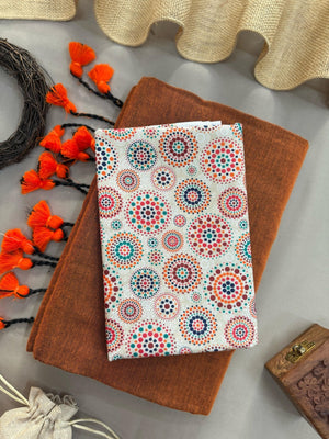 Orange Handloom Cotton Saree With Red Tassels & Printed Blouse - Orgenza Store - digisoch