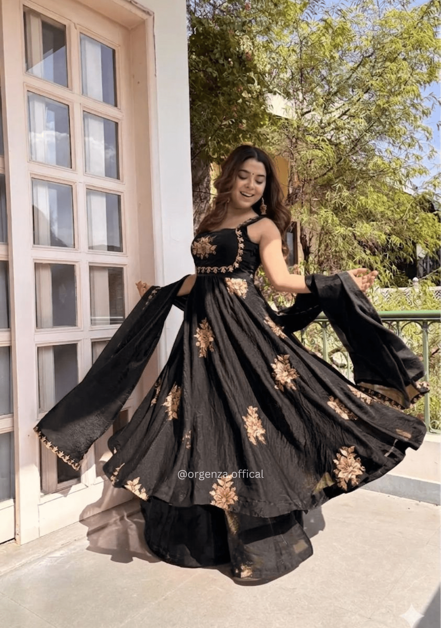 Black Fendi Satin Party Wear Gown Set - Orgenza Store - digisoch