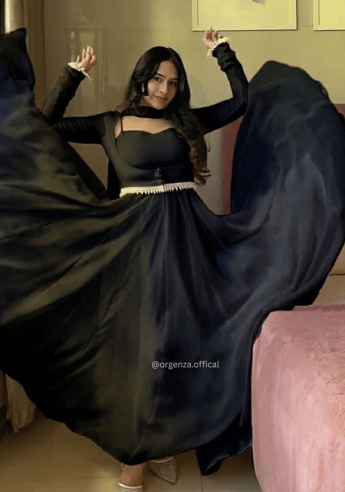 Black Maxi Anarkali Suit with Koti - Orgenza Store - digisoch