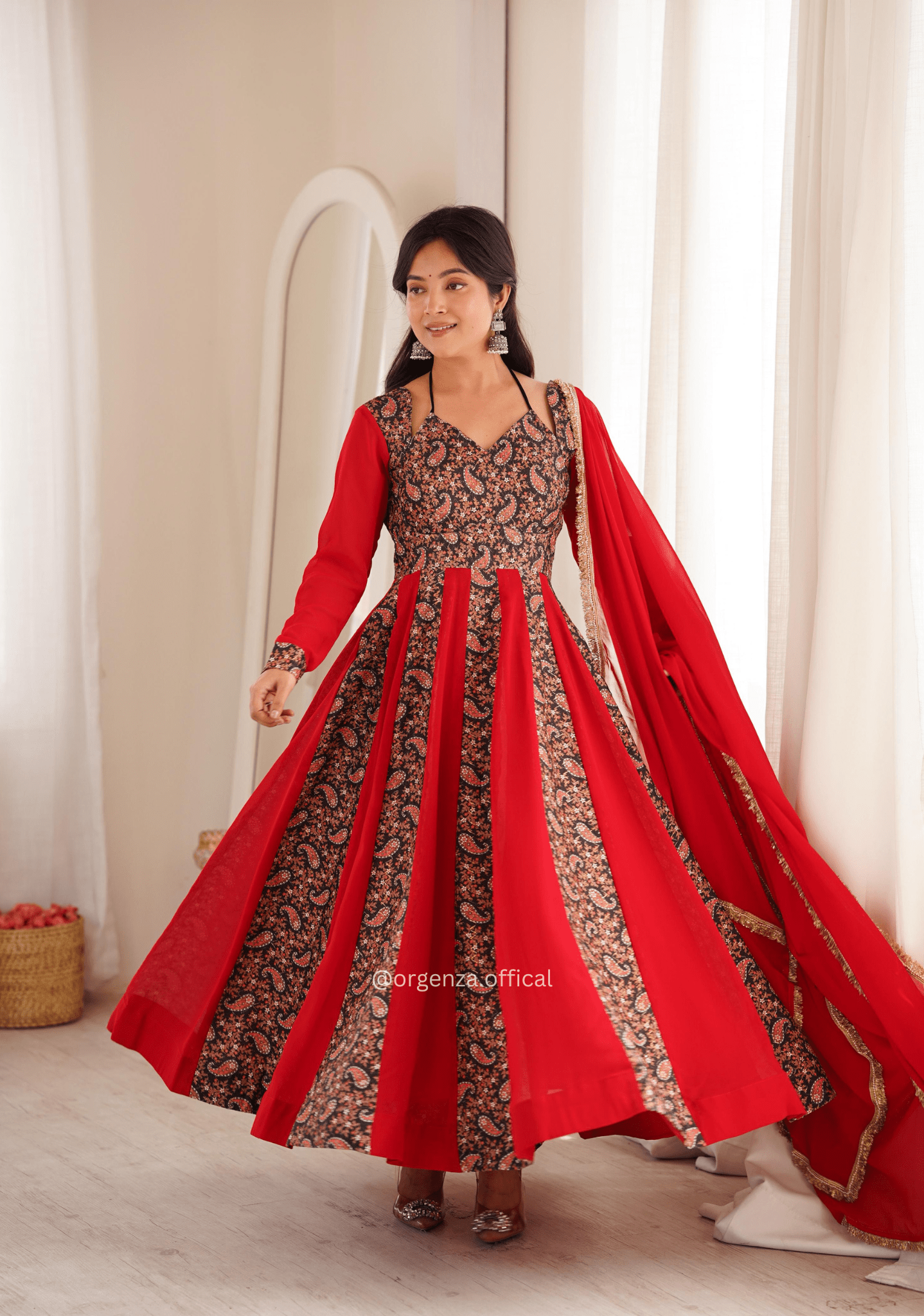 Designer Kali Gown Set with Embroidered Mulberry Work - Orgenza Store - digisoch
