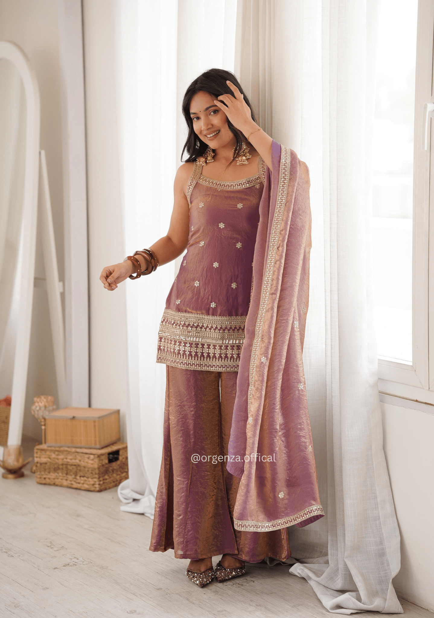 Dusty Pink Frendy Silk Embroidered Kurta Set - Orgenza Store - digisoch