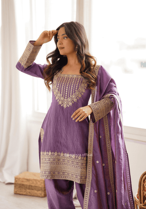 Onion Pink NC Vichitra Silk Farshi Salwar Suit Set - Orgenza Store - digisoch