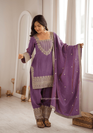 Onion Pink NC Vichitra Silk Farshi Salwar Suit Set - Orgenza Store - digisoch