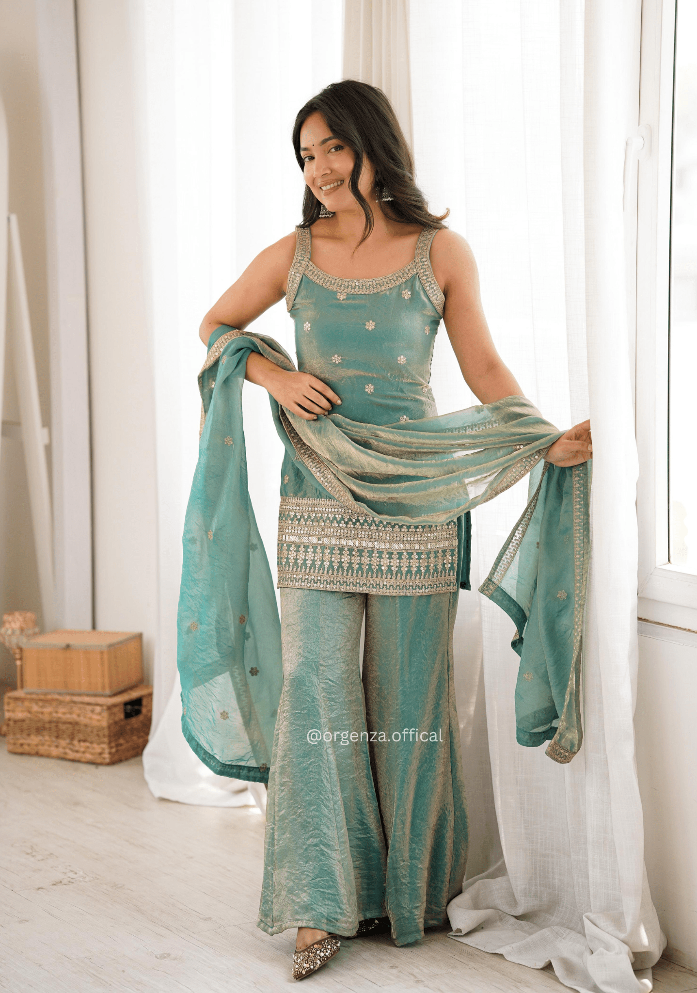 Sea Green Frendy Silk Embroidered Kurta Set - Orgenza Store - digisoch
