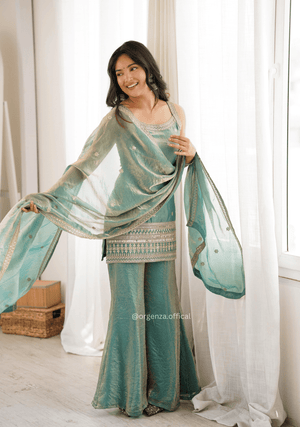 Sea Green Frendy Silk Embroidered Kurta Set - Orgenza Store - digisoch