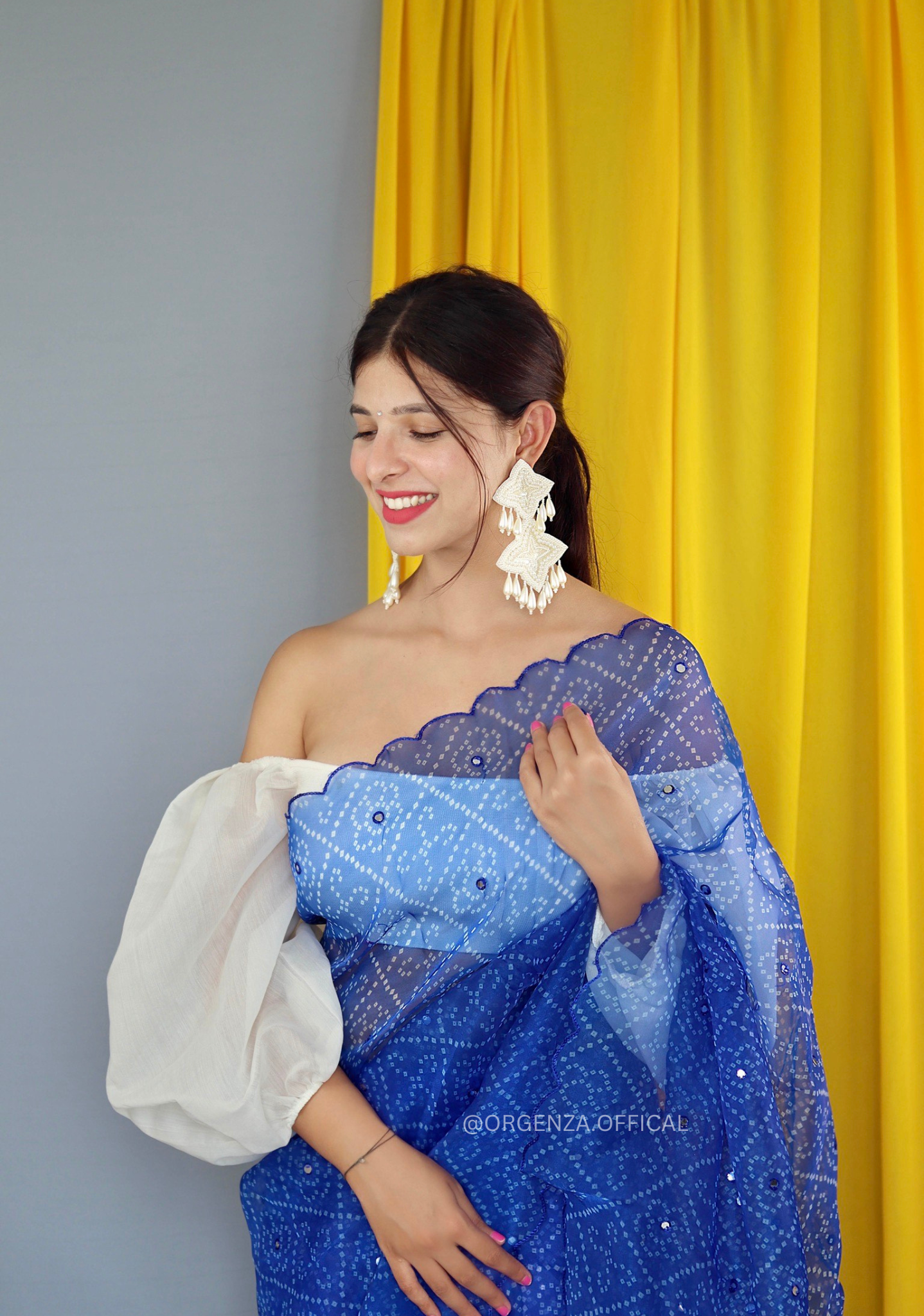 Bandhani Print Organza Saree With Blouse - Orgenza Store