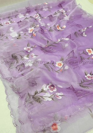 Purple Organza Hand Printed - Orgenza Store - digisoch