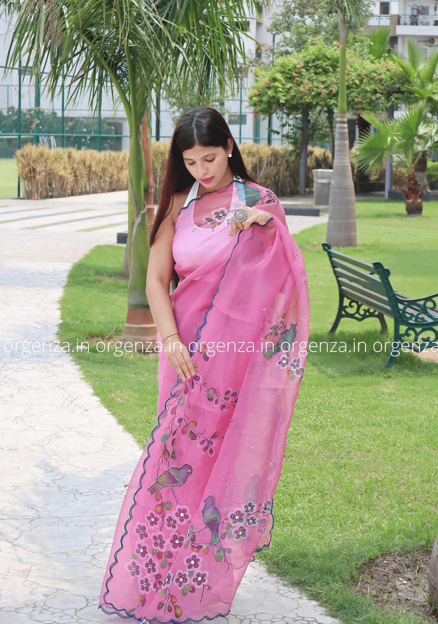 Light Pink Organza Silk Saree - Orgenza Store