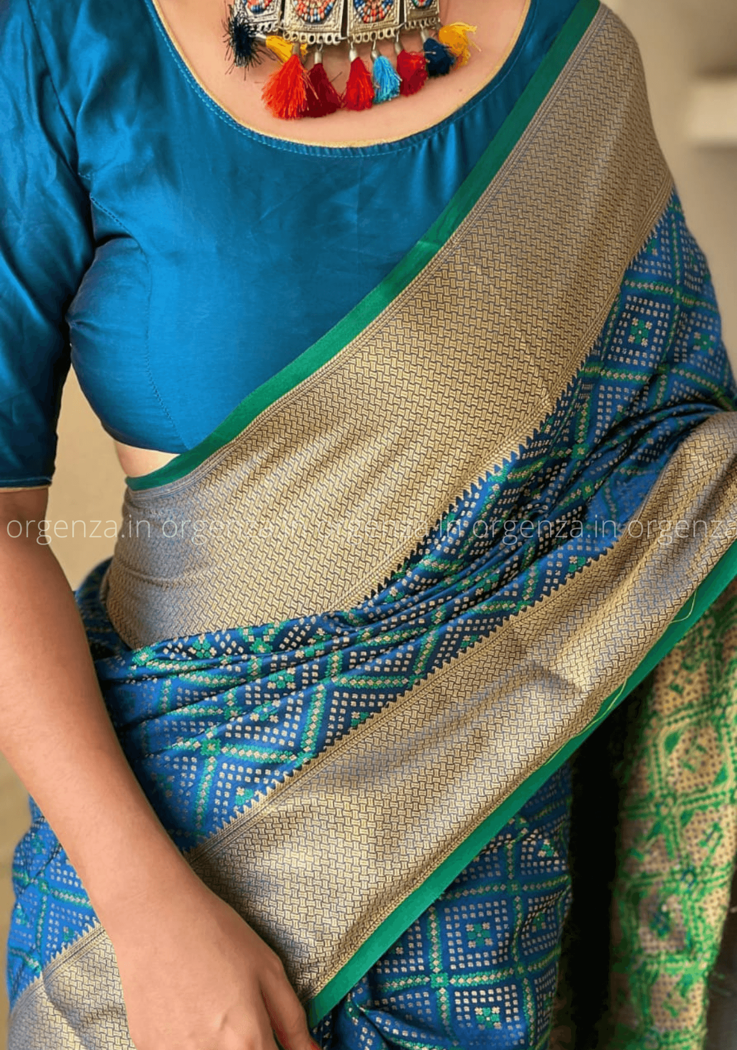 Blue Bandhej Patola Silk Saree - Orgenza Store