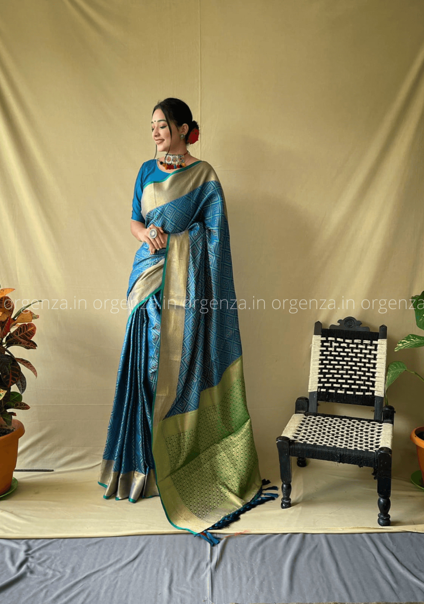 Blue Bandhej Patola Silk Saree - Orgenza Store