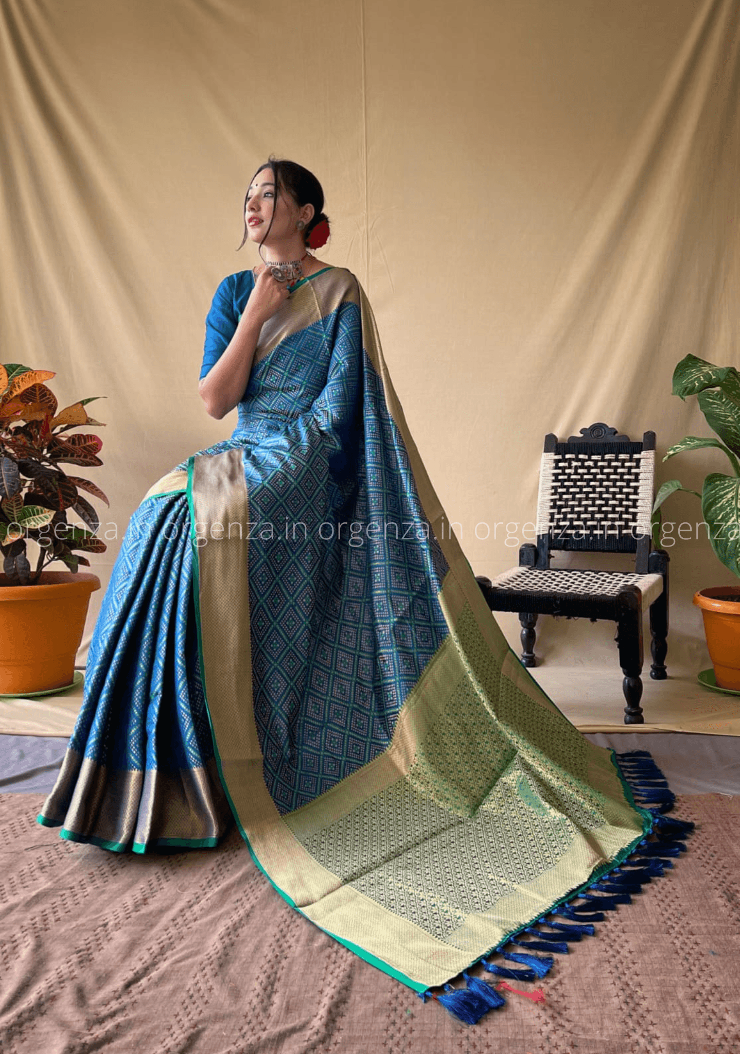 Blue Bandhej Patola Silk Saree - Orgenza Store