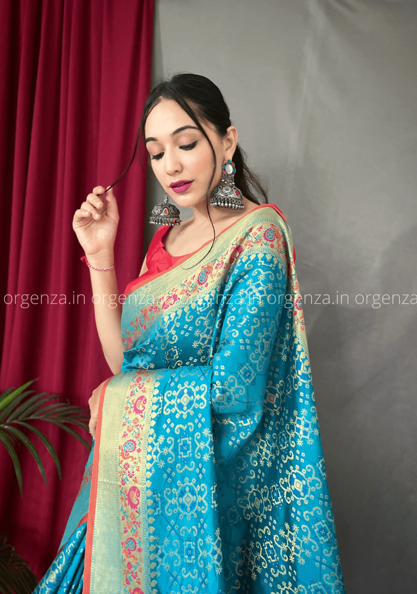 Blue Bandhej Patola Silk Saree - Orgenza Store