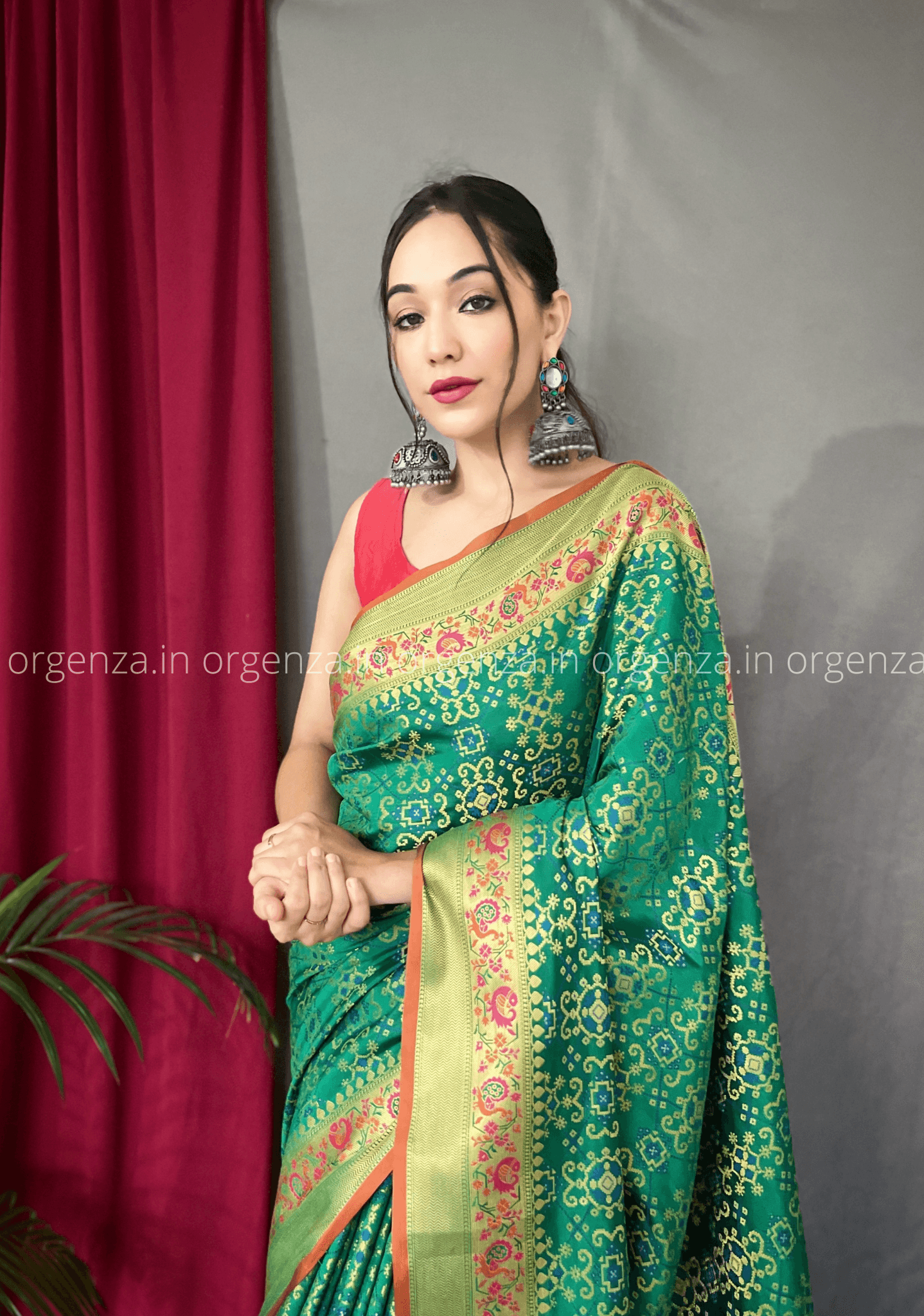 Green Bandhej Patola Silk Saree - Orgenza Store - digisoch