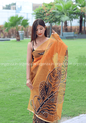 Soft Organza Saree With Gold Border - Orgenza Store