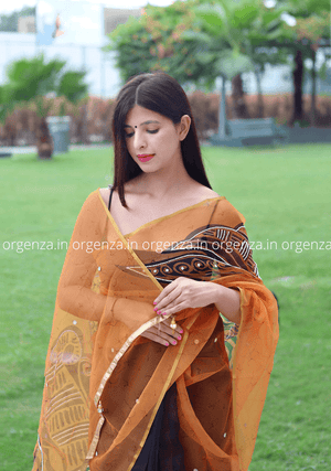 Soft Organza Saree With Gold Border - Orgenza Store
